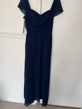 Alfred Angelo Navy Chiffon Off-Shoulder Maxi Gown